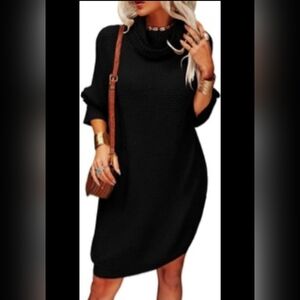 Cozy Black Knit Women's Sweater Dress XXL